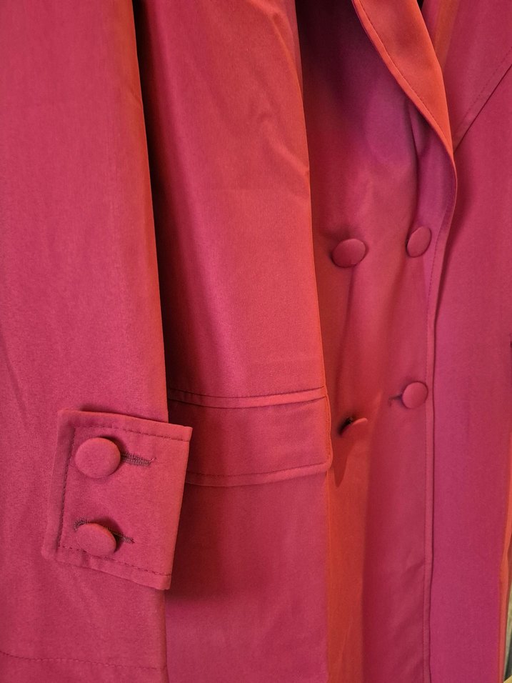 Bordo Kadın ATKILI OVERSİZE Düğmeli Trençkot S/M - Görsel 2