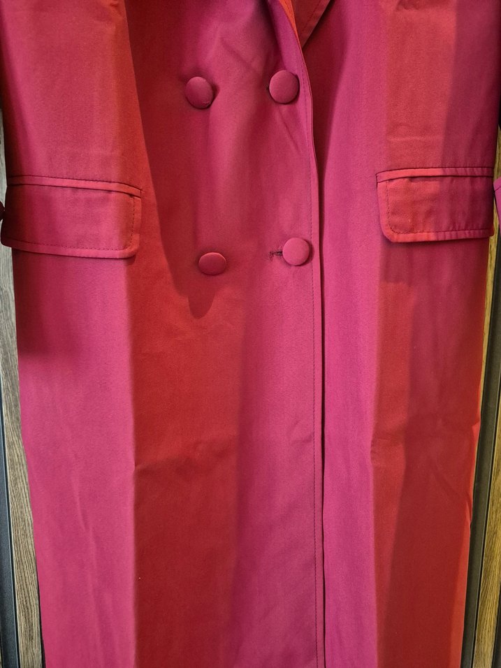 Bordo Kadın ATKILI OVERSİZE Düğmeli Trençkot S/M - Görsel 3