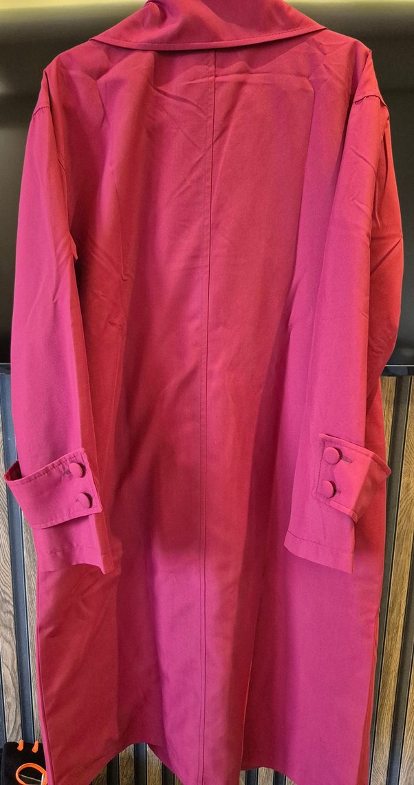 Bordo Kadın ATKILI OVERSİZE Düğmeli Trençkot S/M - Görsel 5