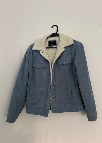 Bershka mavi kürklü ceket - Görsel 2