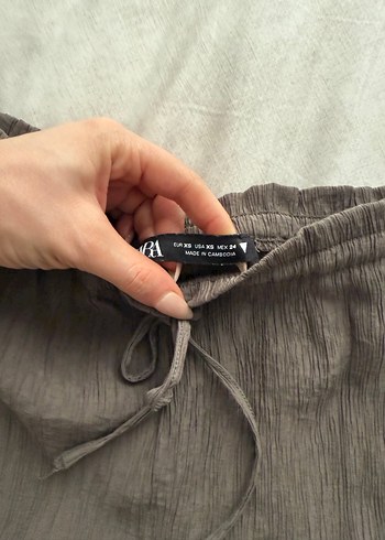 Gri Keten Rahat Kesim Kadın Pantolon - Görsel 2