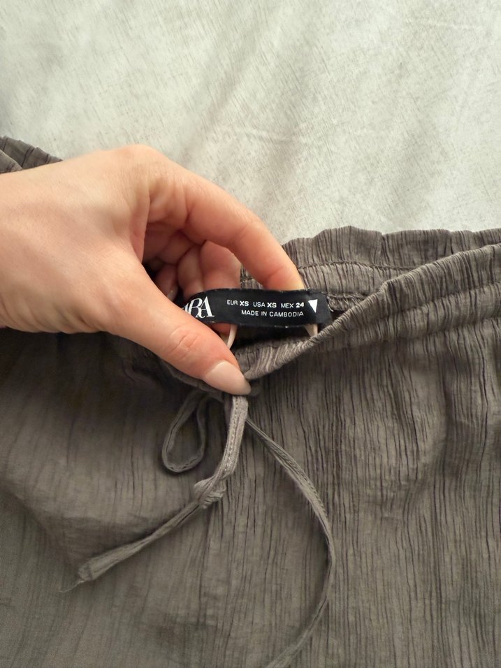 Gri Keten Rahat Kesim Kadın Pantolon - Görsel 2