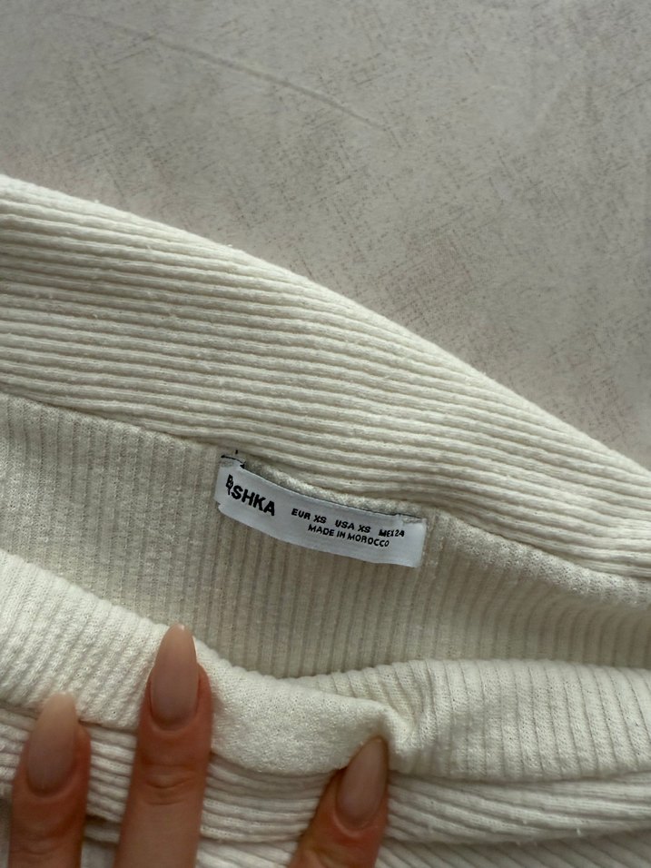 Beyaz Kadın Triko Uzun Kollu Kayık Yaka Kazak - Görsel 2