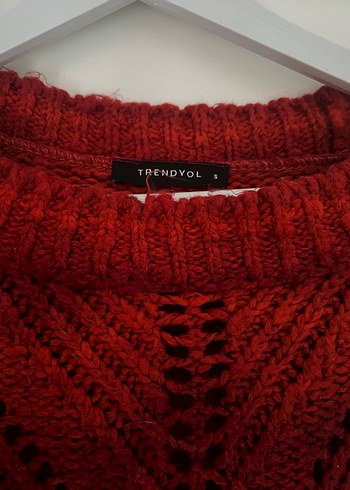 Koyu Kırmızı Bohem Örgü Kadın Kazak - Görsel 3