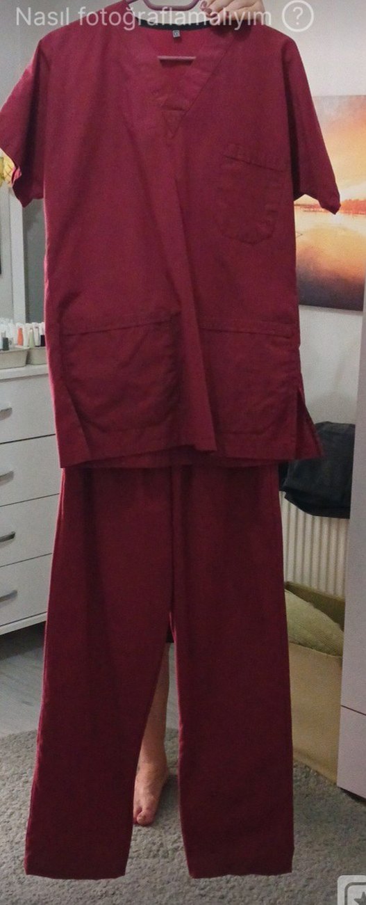 kadın Bordo Scrubs - Görsel 4