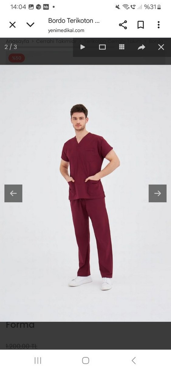 kadın Bordo Scrubs - Görsel 3