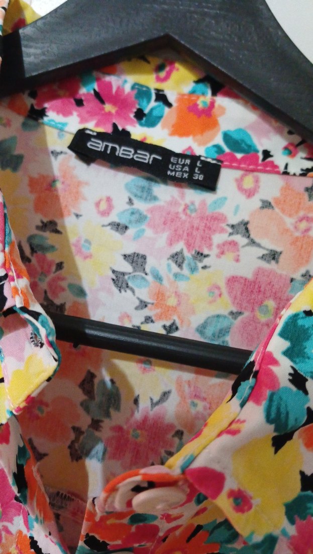 Çiçek Desenli Kısa Kollu crop gömlek - Görsel 2