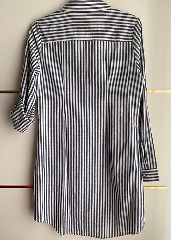 Gri Çizgili Pamuklu Uzun Kollu Kadın Tunik - Görsel 3