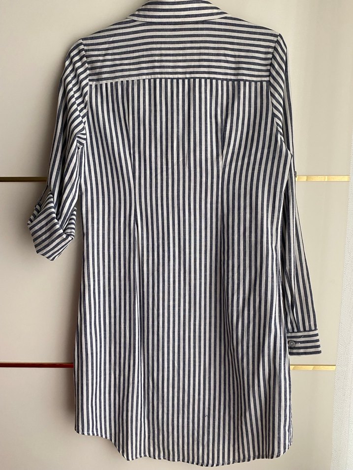 Gri Çizgili Pamuklu Uzun Kollu Kadın Tunik - Görsel 3