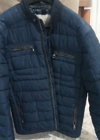 Erkek Lacivert Fermuarlı Kapitone Ceket - Görsel 2