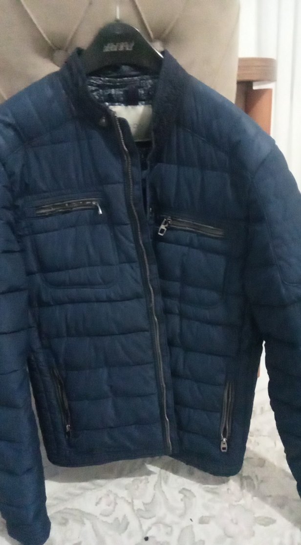 Erkek Lacivert Fermuarlı Kapitone Ceket - Görsel 2