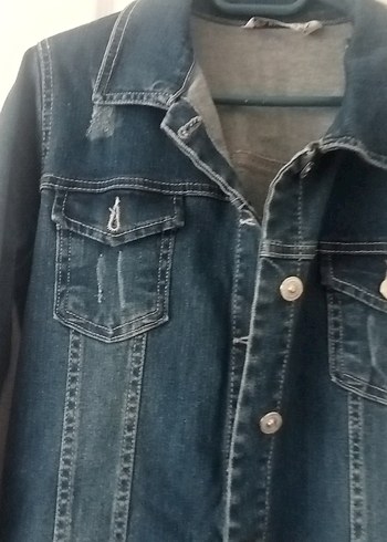 Düğmeli Uzun Kadın Kot Ceket 38 beden - Görsel 5