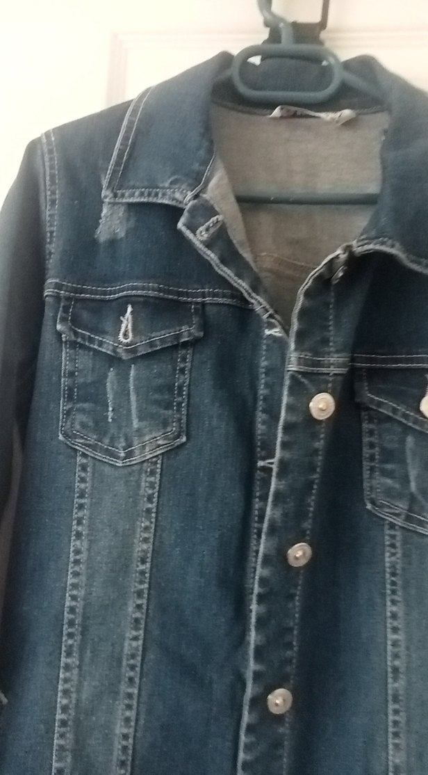 Düğmeli Uzun Kadın Kot Ceket 38 beden - Görsel 5