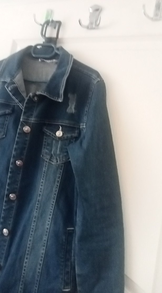 Düğmeli Uzun Kadın Kot Ceket 38 beden - Görsel 4