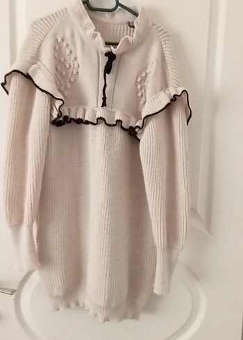 Bej Bohem Tarz Uzun Kollu Örgü Kadın Kazak - Görsel 3