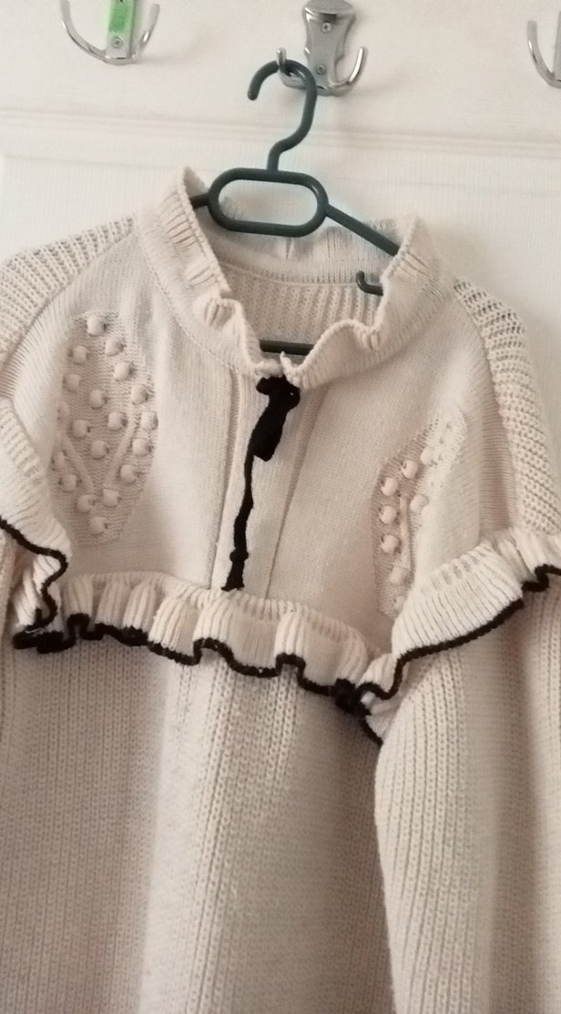 Bej Bohem Tarz Uzun Kollu Örgü Kadın Kazak - Görsel 2