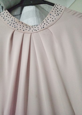 Uzun Kollu Pembe Siyah Uzun Elbise - Görsel 5