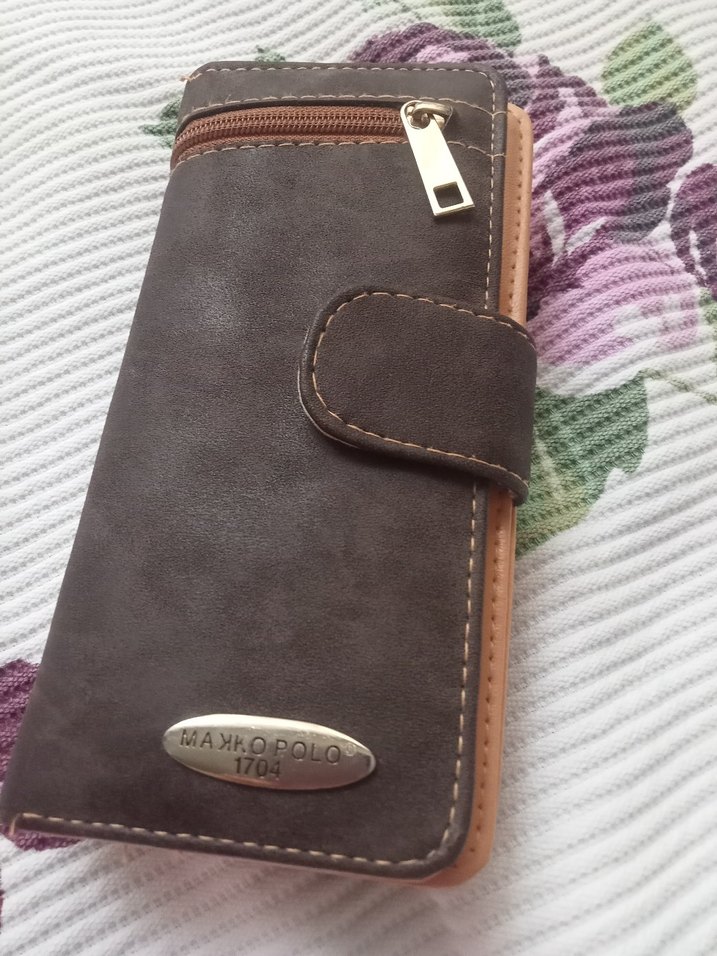 Deri Kadın Cüzdanı, Fermuarlı, Kahverengi - Görsel 3