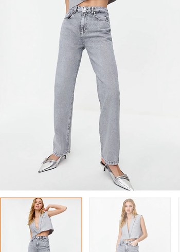 Trendyol & Milla Gri Normal Boy Regular Fit Kadın Denim Pantolon