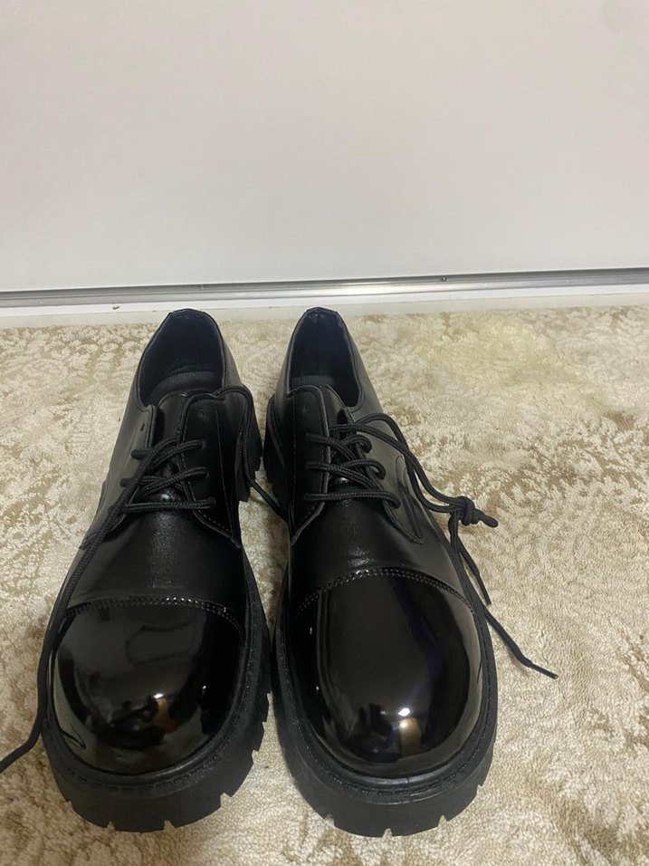 Original Siyah erkek  Klasik Blok Topuklu Ayakkabı - Görsel 4