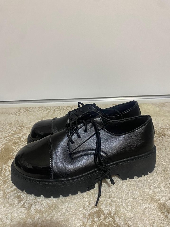 Original Siyah erkek  Klasik Blok Topuklu Ayakkabı - Görsel 3