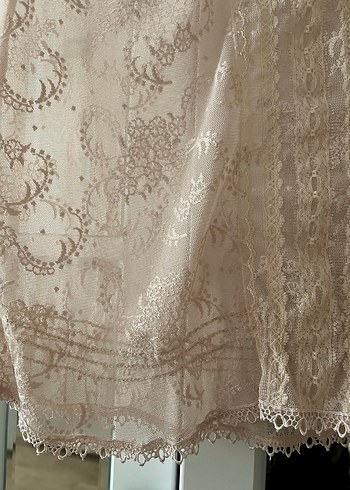 Bej Dantel Detaylı V Yakalı Kadın Bluz - Görsel 4