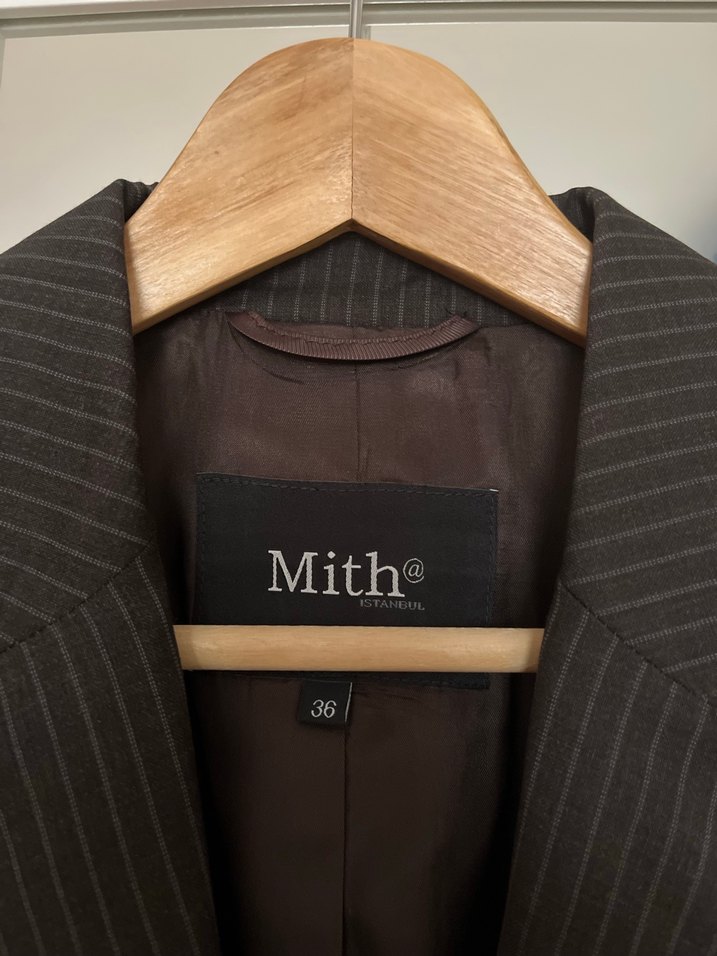 Düğmeli Gri Kadın Blazer Ceket - Görsel 4