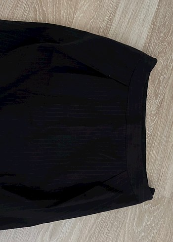 Çizgili Siyah Midi Kalem Etek - Görsel 5