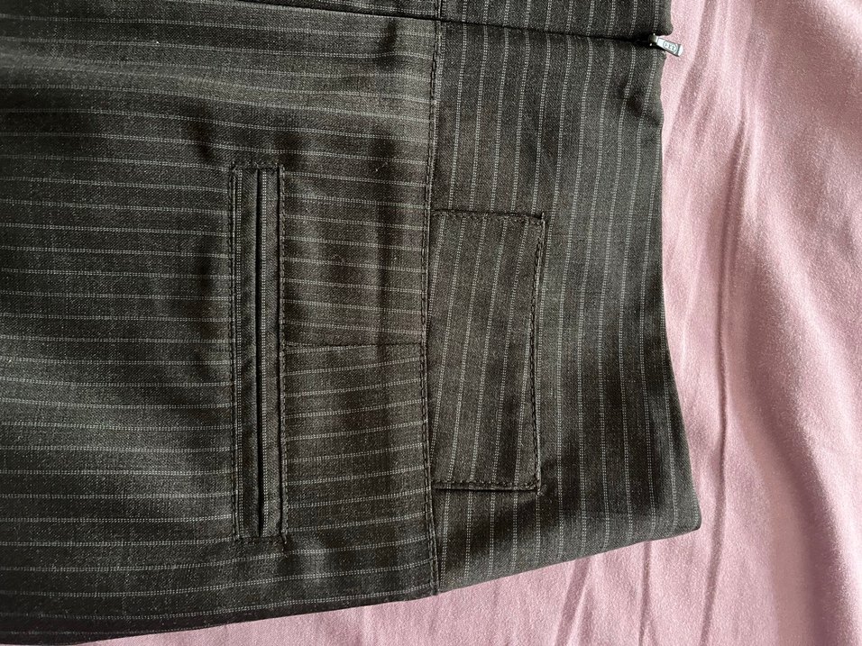 Çizgili Siyah Midi Kalem Etek - Görsel 4