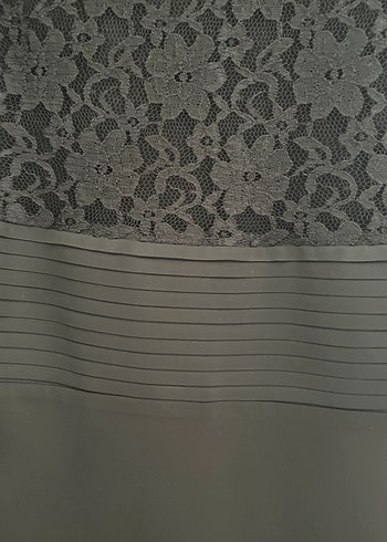 Dantel Detaylı Siyah Midi Ofis Elbisesi - Görsel 4