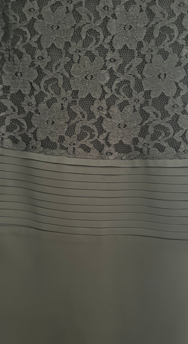 Dantel Detaylı Siyah Midi Ofis Elbisesi - Görsel 4