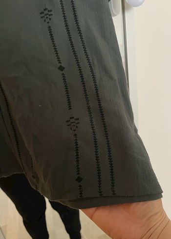 Gri Nakışlı Bohem Kadın Bluz - Görsel 4