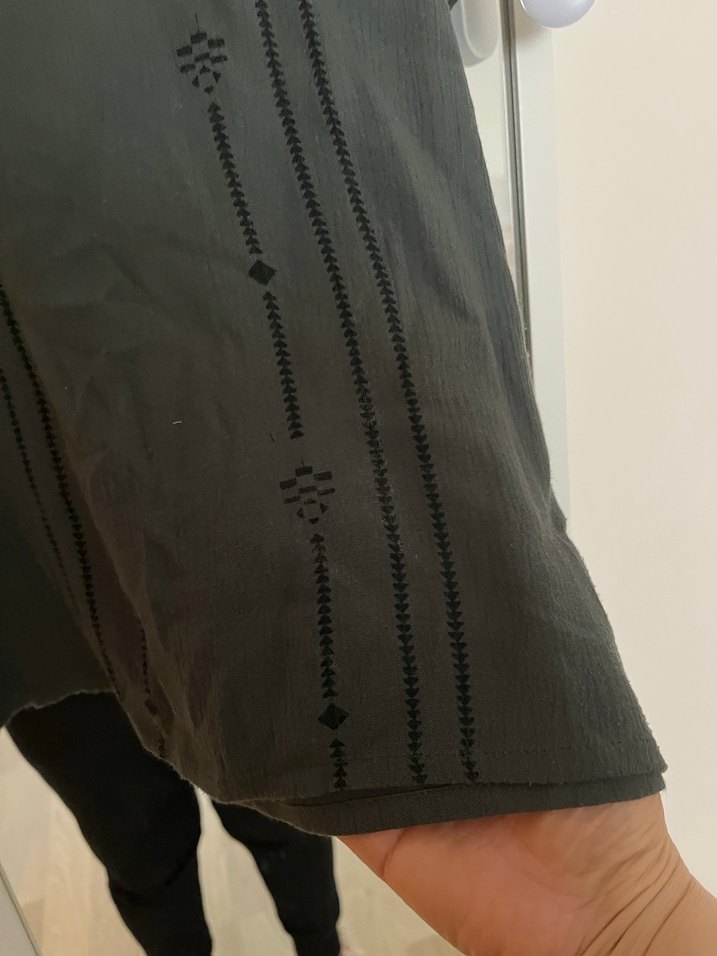 Gri Nakışlı Bohem Kadın Bluz - Görsel 4