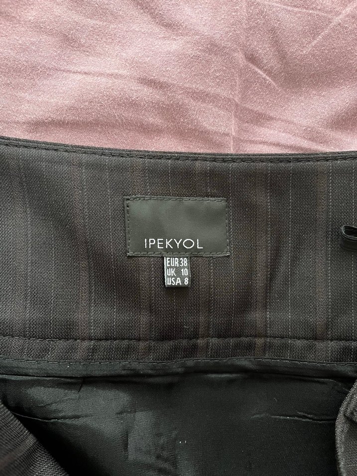 Siyah Pilili Midi Kadın Kalem Etek - Görsel 2