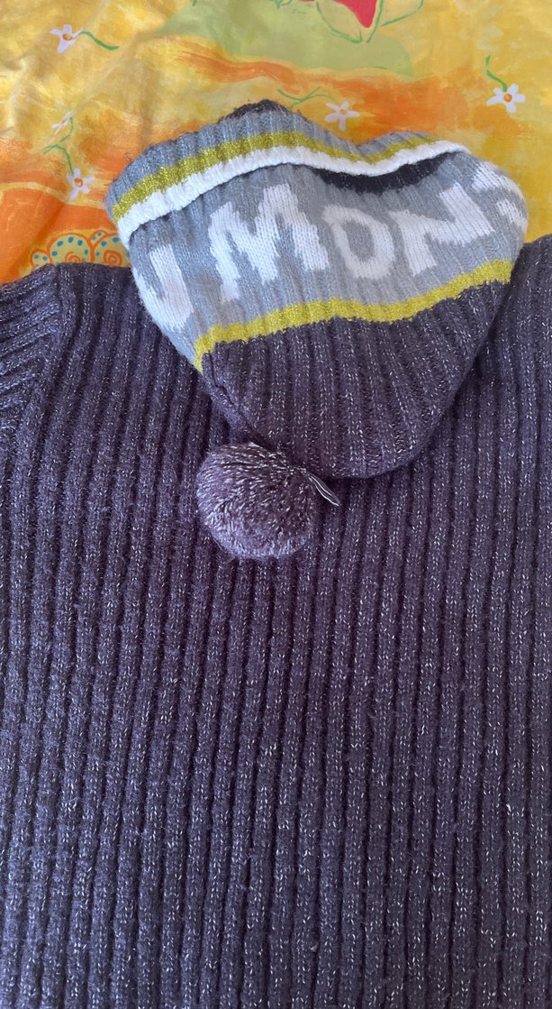 Erkek Çocuk Gri Yün Kapüşonlu Hırka - Görsel 4