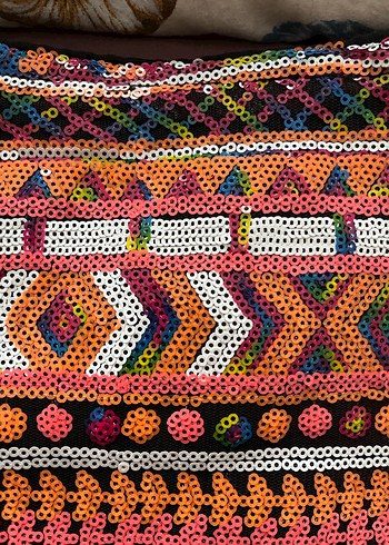 Boncuk Detaylı Çok Renkli Bohem etek komple pul payet - Görsel 4