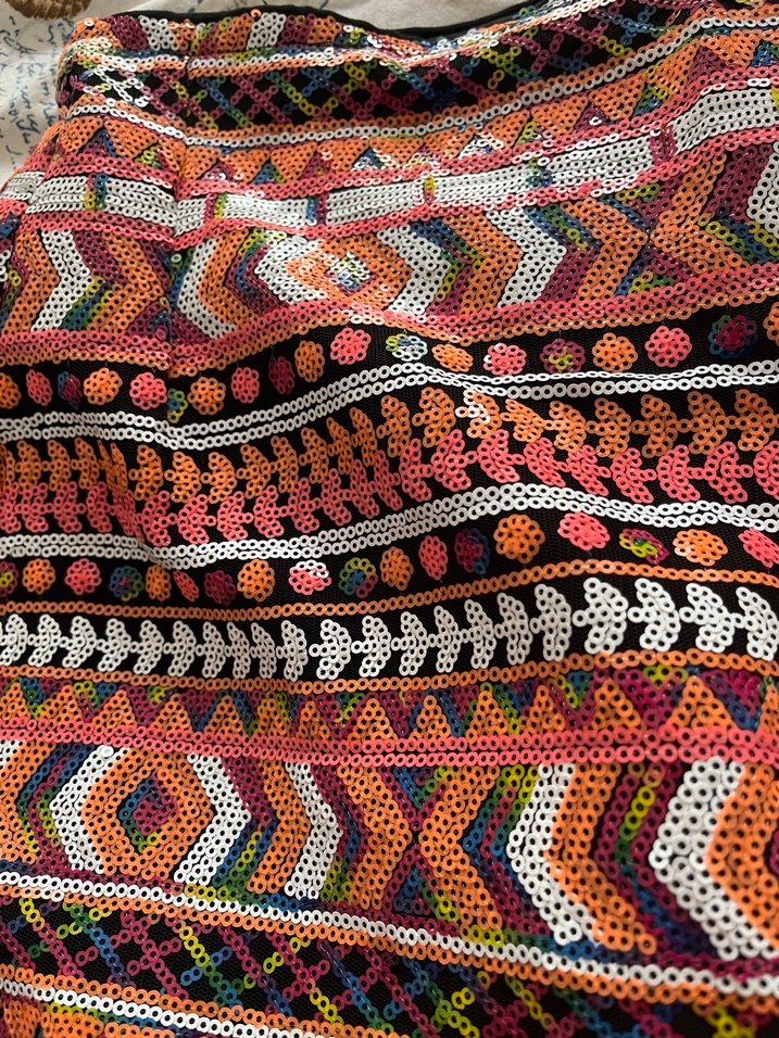 Boncuk Detaylı Çok Renkli Bohem etek komple pul payet - Görsel 2