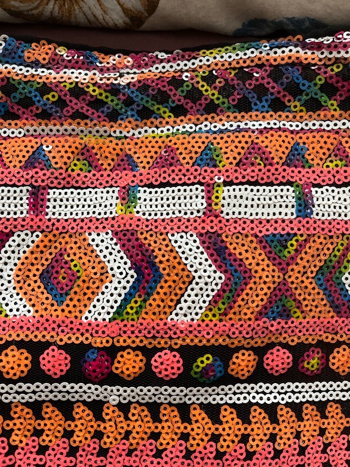 Boncuk Detaylı Çok Renkli Bohem etek komple pul payet - Görsel 4