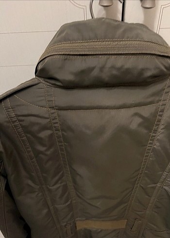 Orjinal Dik Yaka, Fermuarlı asker yeşili Kadın Mont - Görsel 5