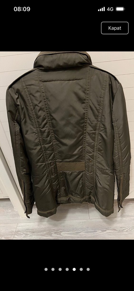 Orjinal Dik Yaka, Fermuarlı asker yeşili Kadın Mont - Görsel 4