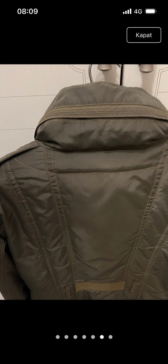 Orjinal Dik Yaka, Fermuarlı asker yeşili Kadın Mont - Görsel 5
