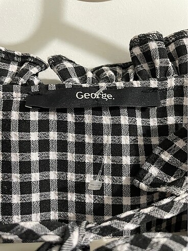 Siyah beyaz kareli george bluz - Görsel 4