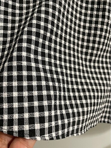 Siyah beyaz kareli george bluz - Görsel 7