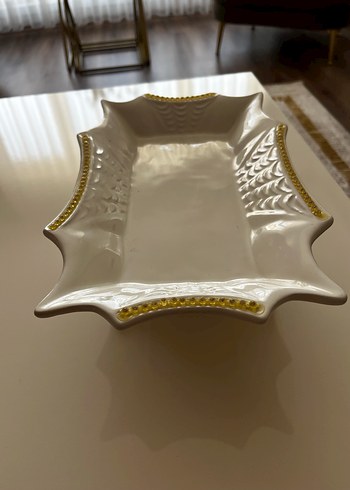 Beyaz Parlak Seramik Kayık Tabak - Görsel 2