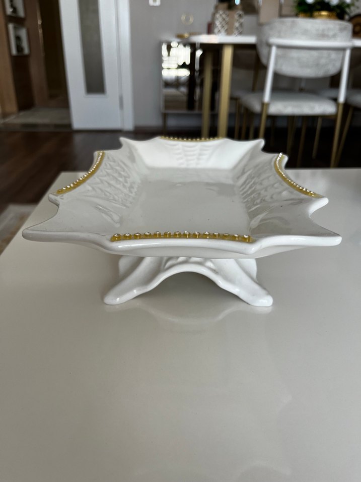 Beyaz Parlak Seramik Kayık Tabak - Görsel 3