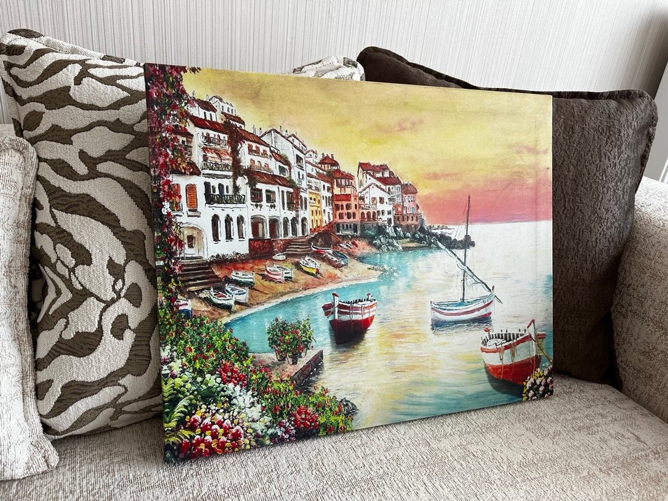 Pastel Renkli Deniz Kenarı Manzarası Tablosu - Görsel 2