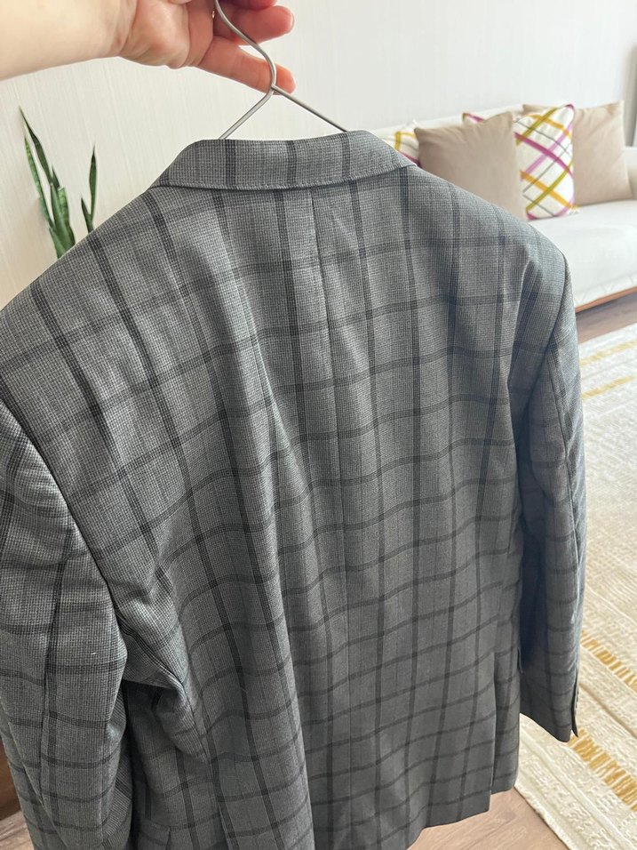 Gri Ekose Desenli Erkek Takım Elbise - Görsel 2