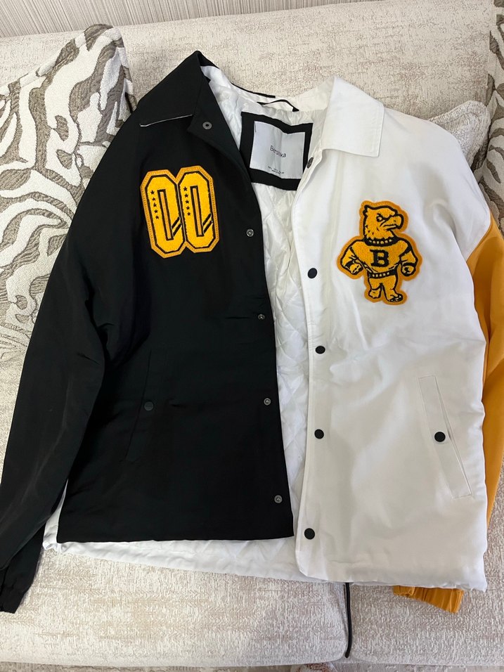 Bershka Düğmeli Siyah Beyaz Baskılı Erkek Mont - Görsel 2