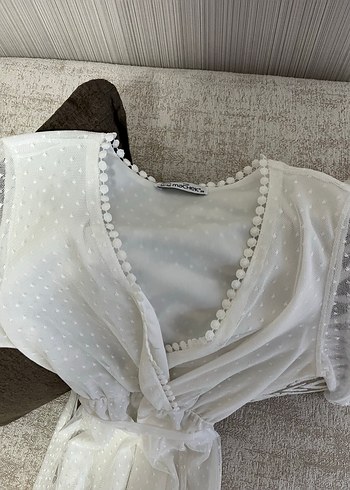 Bohem Tarz mini Beyaz Nakışlı Kadın Elbise - Görsel 2