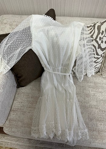 Bohem Tarz mini Beyaz Nakışlı Kadın Elbise - Görsel 4